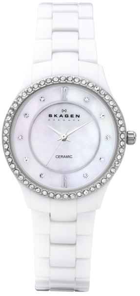 SKAGEN 347SSXWC, HVID KERAMIK DAMEUR